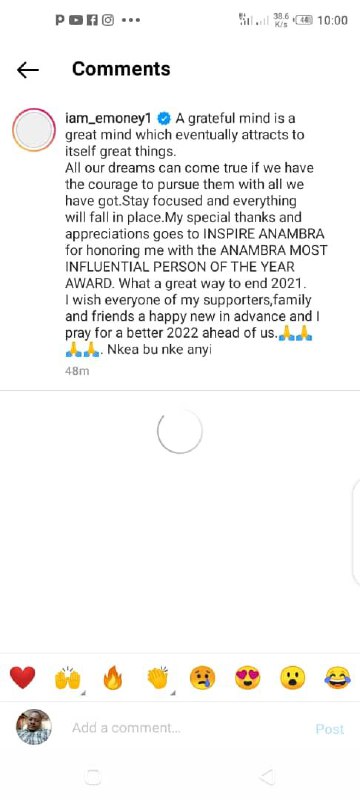E-Money: A grateful mind is a great mind - 2021 Anambra Most Influential person of the Year