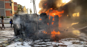 NNPC Tanker Bursts Into Flames At Obalende