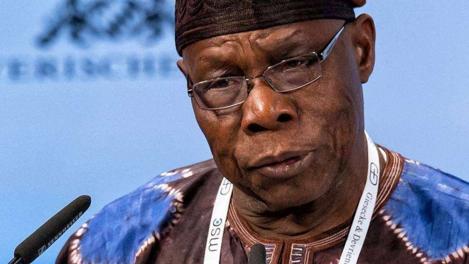 Olusegun Obasanjo reacts after Hoodlums set fire on his Benue Farm